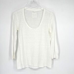 120 Lino Top Womens 8 White Tee T Shirt Linen‎ Classic Capsule Core Basic
